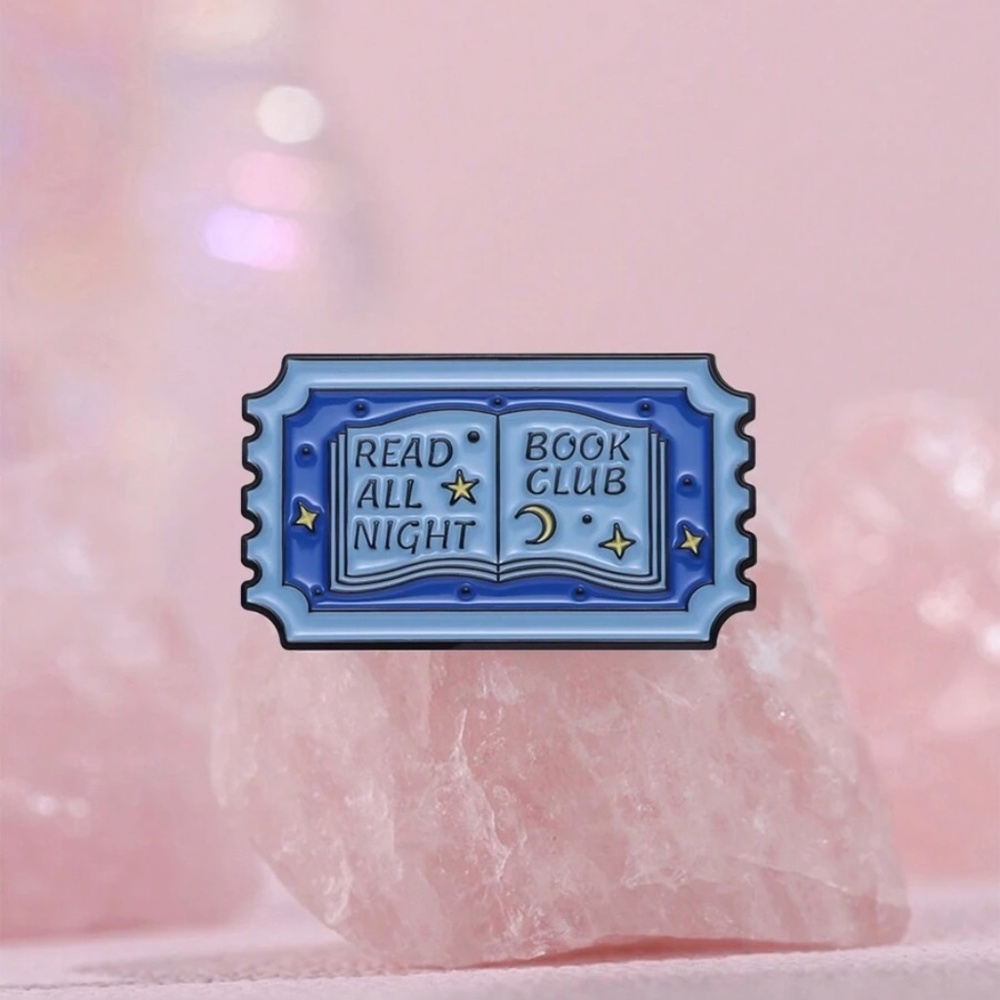 NEW Collectible Designer Book Club Enamel Pin Brooch, Super Cute Vintage Blue
